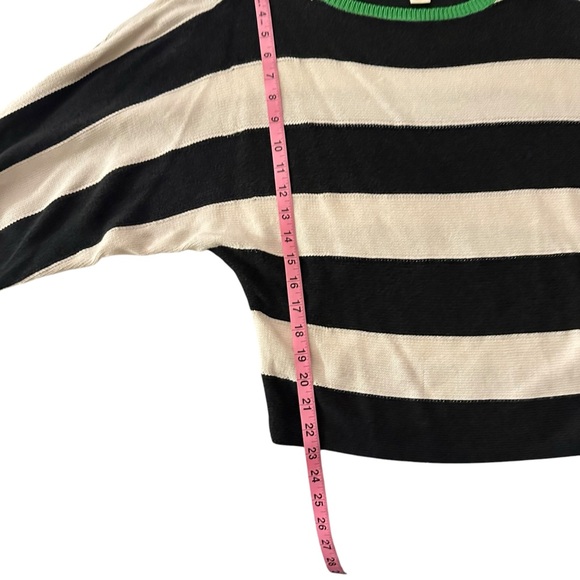 Maeve Anthropologie Striped Boat Neck Sweater Black Cream Green Size Medium - Picture 5 of 7